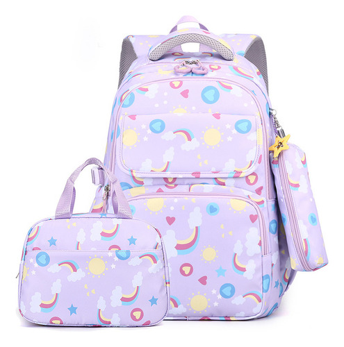 Mochila Infantil Rainbow De 3 Piezas Con Lonchera Y Estuche