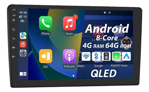 4+64g 10 Pulgadas Coche Estereo Android 10 Gps 2 Din Carplay
