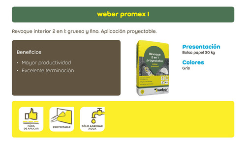 Weber Promex I Revoque Proyectable 2 En 1 X 30kg Ventaxmayor