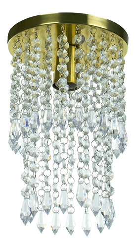 Plafon Lustre De Cristal Acrilico Spark Redondo Dourado