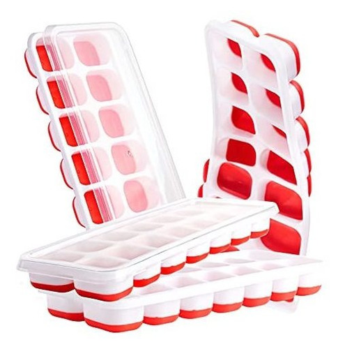 Bandejas Para Cubitos De Hielo De Silicona Apilables Rojo