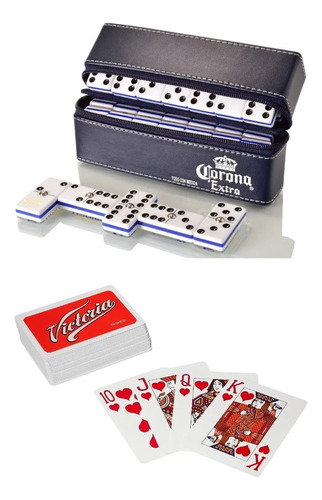 Dominó Corona Extra Fondo Blanco + Baraja Poker Victoria