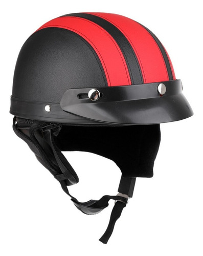 Scooter Moto Bicicleta Cara Abierta Medio Casco Cuero De Pu