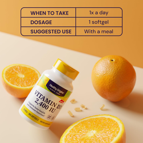 Healthy Origins Vitamina D3 2400ui 120 Cápsulas Blandas