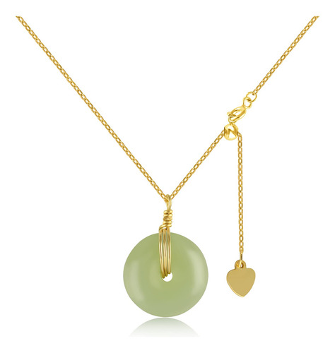 Daumier Jade Necklace 925 Sterling Silver 14k Gold Plated J.