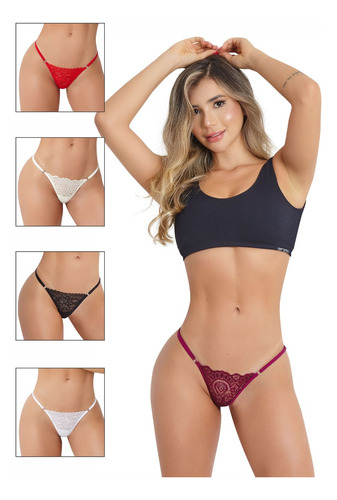 Tanga Brasilera En Panty Encaje Pack X 5