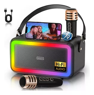 Bocina Bluetooth Hi-fi Inalámbrico Karaoke Con 2 Micrófonos