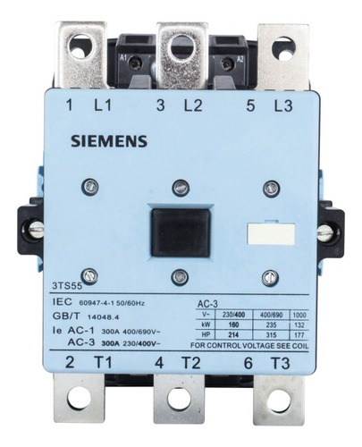 Contator Tripolar 300a 2na+2nf 220vca Siemens-3ts55 22-0an2
