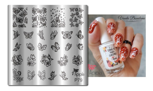 Imagem 2 de 7 de Placa Para Carimbo De Unhas Apipila P79