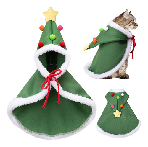 Disfraz Navidad Perro, Felpa Capa Navideño De Gato Con