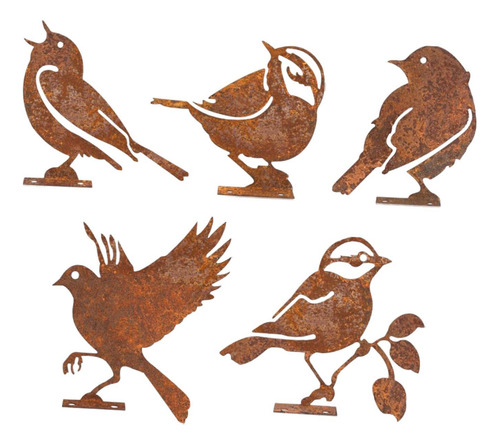 5 Decoraciones De Pájaros Oxidados, Decoración Estilo A