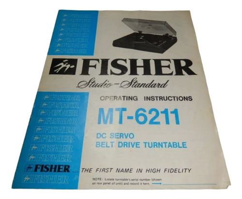 Manual De Instrucciones De Bandeja Fisher Mt6211 Solo Manual