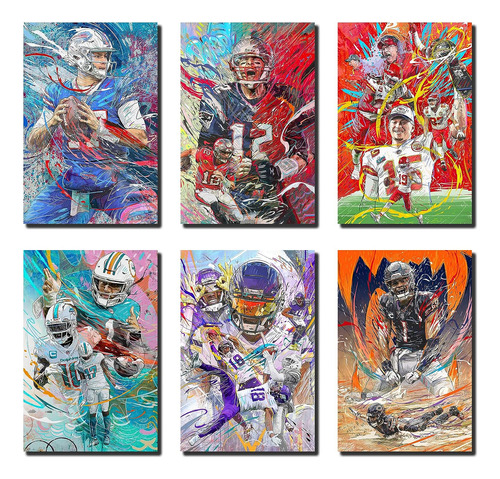 Sports Poster Josh Allen Tom Brady Justin Jefferson Fie...