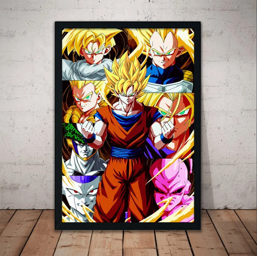 Cuadro Dragon Ball Super Z Marco Vidrio 51x36 Poster Goku