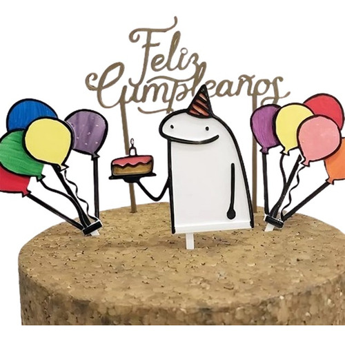 Topper Adorno Para Torta Cumpleaños Flork Fiesta Combo