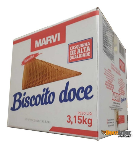 Cone Casquinha Sorvete Marvi Biscoito Doce Caixa Com 300 Un