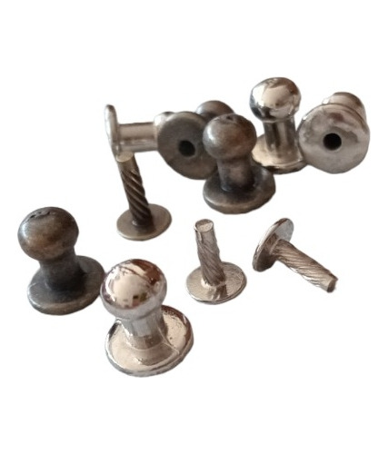 Imagen 2 de 2 de Broche Peón Gemelo Níquel 6 Mm X 9 Mm Talabartería Pack X 5