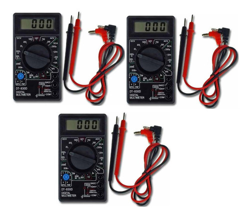 Multímetro Digital Tester Multifunciona Ac Dc  3 Unidades