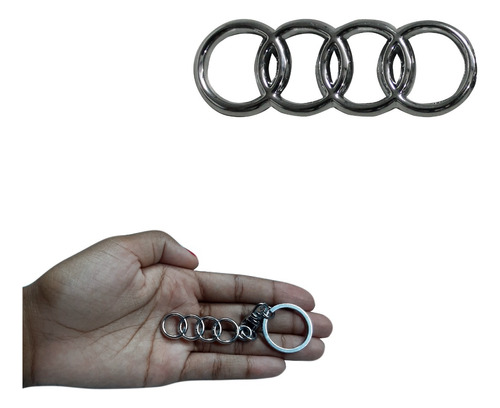 Chaveiro De Carro Audi Logo Em Metal Cromado 12g 10cm Cv45