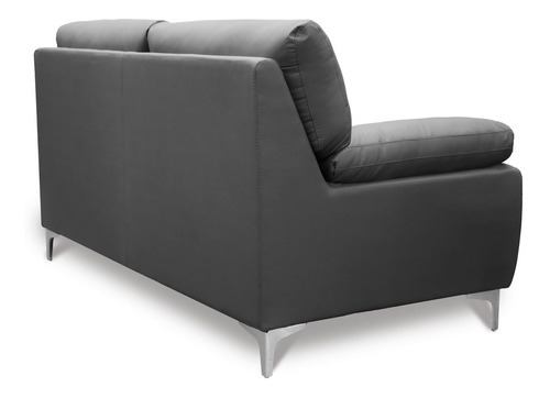 Love Seat De Piel Genuina Isabela - Confortopiel Color Gris Oxford