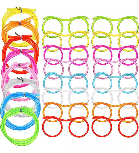 24 Tontas Gafas De Paja Con Pajitas Para Fiesta De Cumpleaño