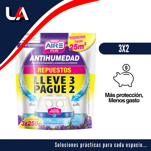 Pack 3×2 Repuesto Antihumedad Max Iberia Air Pure Absorbe Elimina Olores Y Aromatiza Sin Enchufes Fragancias Surtidas Hogar Y Oficina Espacios Medianos