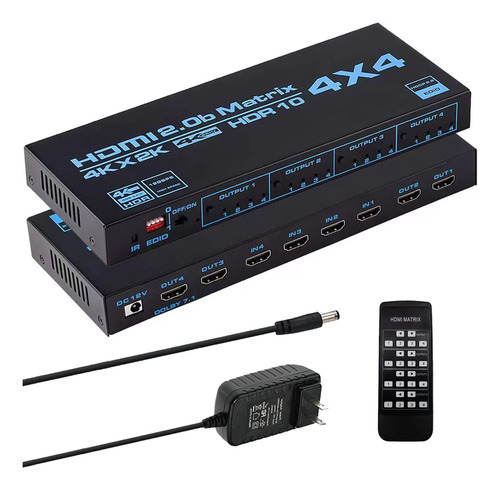 Interruptor Matriz Hdmi 4k @60hz 4x4 Matrix Switcher Out Box