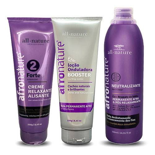 Kit Permanente Afro All Nature Forte Nº2 Amônia + Loção