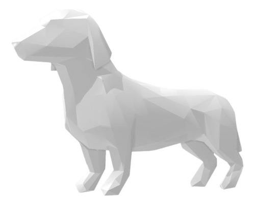 Salsicha Cachorro Geométrico Decoração 3d 10 Cm - Branco