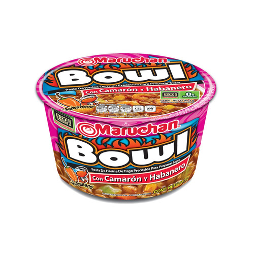 Sopa Instantánea Maruchan Bowl Con Camarón Y Chile 94.3 Gr