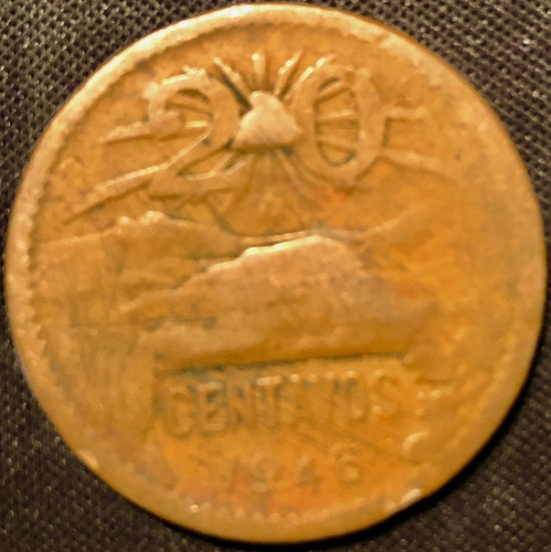 Moneda Teotihuacan Sol Gorro Frisio 1946