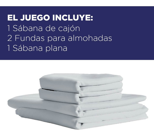 Juego De Sábanas 100% Algodón 300 Hilos Matrimonial - Hokins Color Gris Diseño de la tela Liso