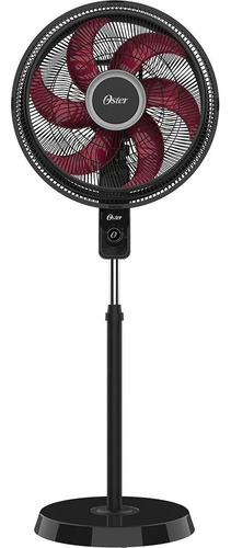 Ventilador De Pie Oster Turbo Negro Con 6 Aspas Color  Rojo 