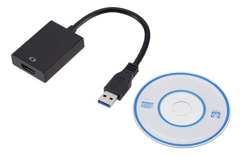 Cable Conversor De Tarjeta Gráfica Externo Negro Usb3.0 A Hd