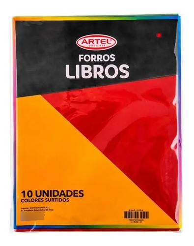 Bolsa 10 Forros Libro Universitario Colores Artel