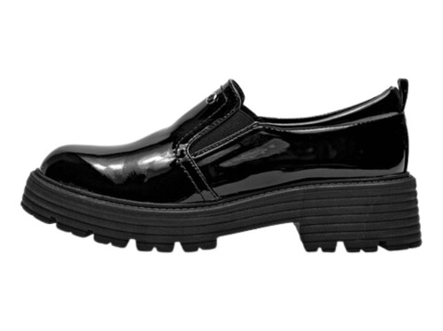 Zapato De Cuero  Charol Negro De Mujer Con Base De Tr