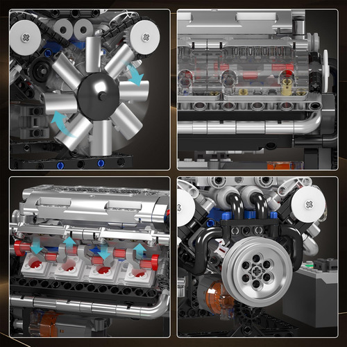 Kit De Modelo De Motor Mould King V8 - 535 Piezas Para Const