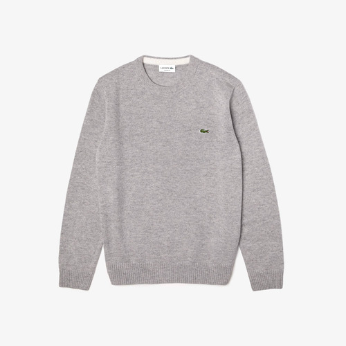 Sweater Hombre Lacoste Lana Cuello Redondo Manga Larga Gris