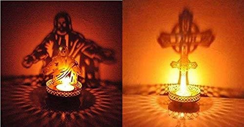 1 Jesús + 1 Candelabro De Luz De Té Con Cruz, Estatua Religi