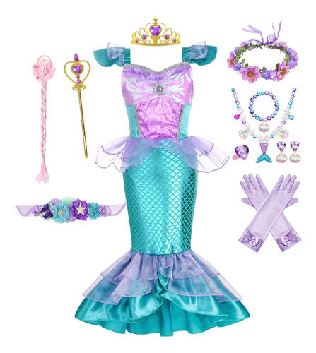 Vestido De Fiesta De Sirena Para Niña  Disfraz De Cola De Si