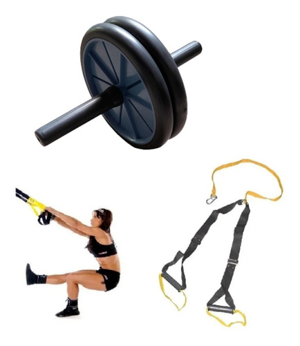 Kit Entrenamiento + Doble Rueda Abdominal + Banda Suspension