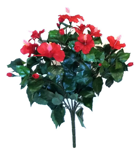 Phoenix Silk Red Hibiscus Bush Flor Seda Artificial 20  8883