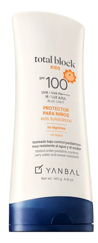 Protector Solar Niños Total Block Kids Spf 100 Yanbal 140g