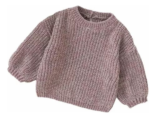 Bebé Suéter Tejido Sweater Hombros Caidos Tejido De Canalé