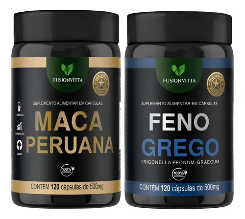 Maca Peruana E Feno Grego 120 Cápsulas 500mg Fusionvitta