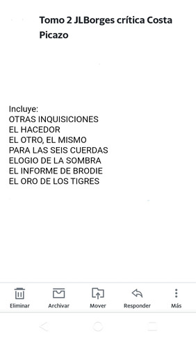 Obras Completas Borges Critica Costa Picazo Tomo 2 (Usado)