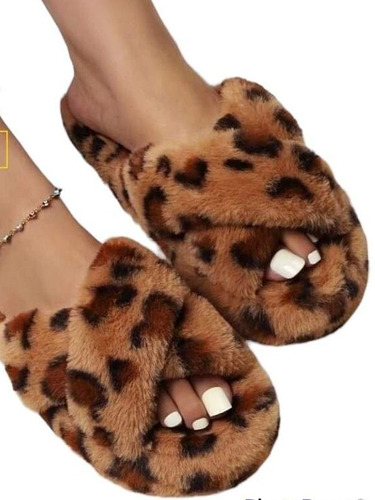 Pantuflas Mujer Animal Print Cruzadas 