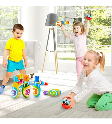 Juego De Boliche Infantil,kit Con 10 Bolos Y 2 Bolas