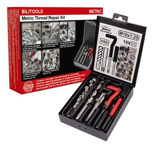 Kit Reparacion Rosca M10 1.25 Helice Taladro Hss Metrico