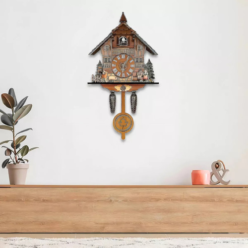Reloj De Pared Retro Con Forma De Cuco De Madera De Estilo N